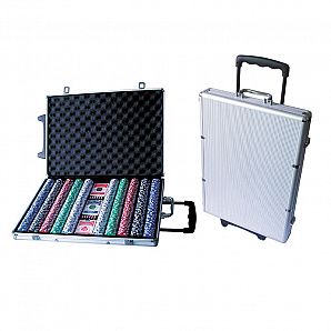 1000 PC Aluminum Poker Clip Case with Trolley