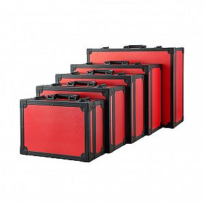 Carcasa de aluminio personalizada con perfil negro y panel rojo