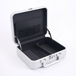 Molded aluminum attache case with pocket and divider